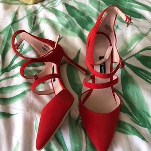 Nine West Red Strappy Pumps